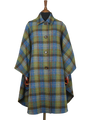 Harris Tweed Ladies Buttoned Long Cape Denim Sage