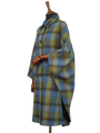Harris Tweed Ladies Buttoned Long Cape Denim Sage