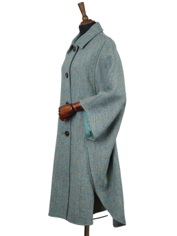 Harris Tweed Ladies Buttoned Long Cape Opal HB132