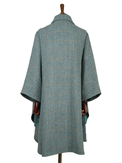 Harris Tweed Ladies Buttoned Long Cape Opal HB132