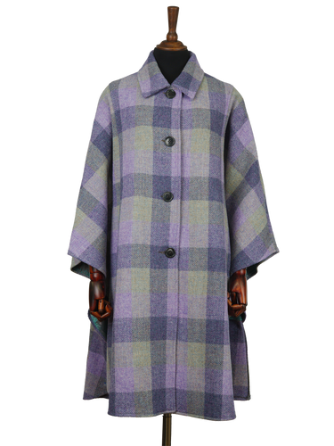 Harris Tweed Ladies Buttoned Long Cape - HB156