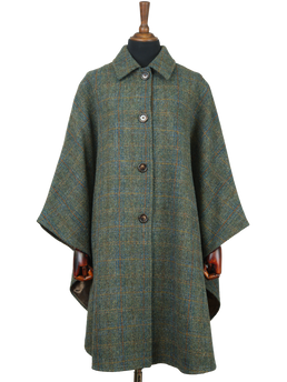Harris Tweed Ladies Buttoned Long Cape HB161