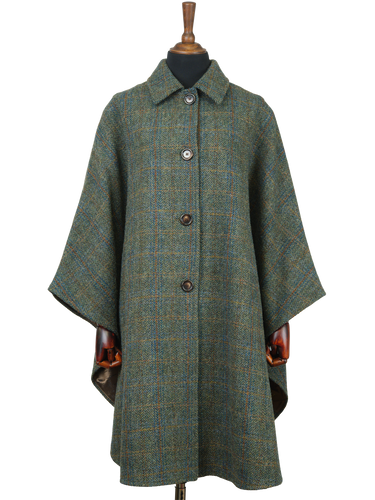 Harris Tweed Ladies Buttoned Long Cape - HB161
