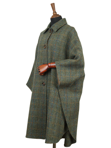 Harris Tweed Ladies Buttoned Long Cape - HB161