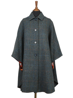Harris Tweed Ladies Buttoned Long Cape HB80