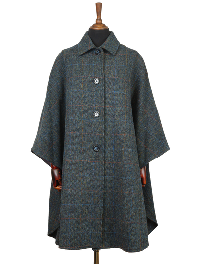 Harris Tweed Ladies Buttoned Long Cape HB80