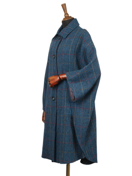 Harris Tweed Ladies Buttoned Long Cape Ocean