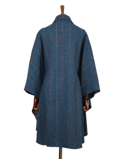 Harris Tweed Ladies Buttoned Long Cape Ocean