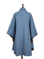 Harris Tweed Ladies Buttoned Long Cape - Sky Windowpane