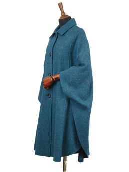 Harris Tweed Ladies Buttoned Long Cape Teal