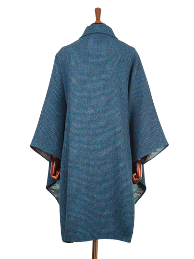 Harris Tweed Ladies Buttoned Long Cape Teal
