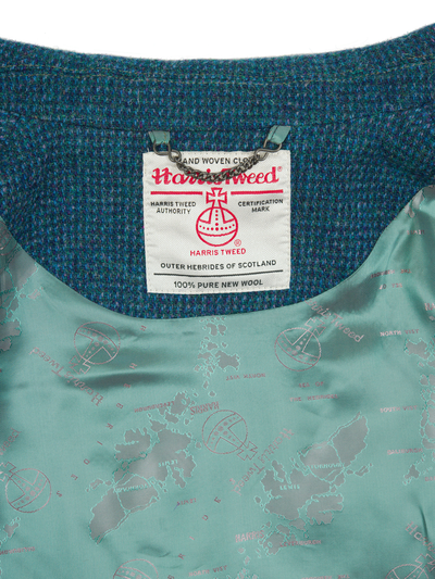 Harris Tweed Ladies Buttoned Long Cape Teal