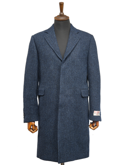 Harris Tweed Chelsea Coat Navy Herringbone