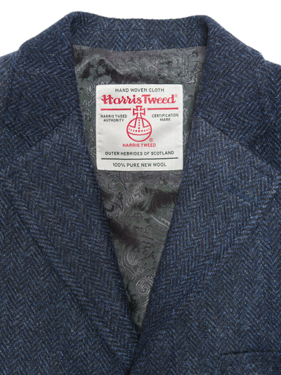 Harris Tweed Chelsea Coat Navy Herringbone