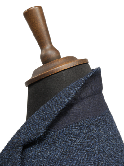 Harris Tweed Chelsea Coat Navy Herringbone