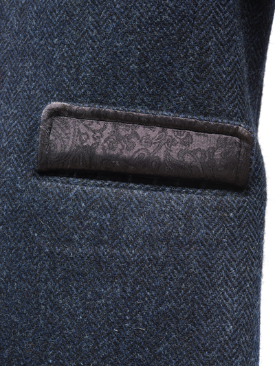 Harris Tweed Chelsea Coat Navy Herringbone