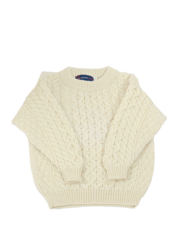 Childrens Aran Crew Neck Jumper Ecru