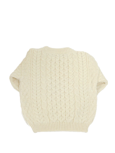 Childrens Aran Crew Neck Jumper Ecru