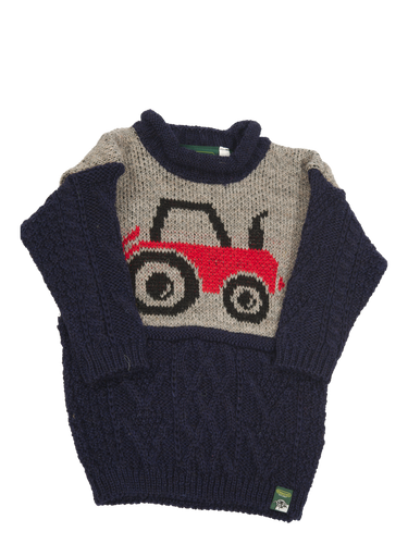 Childrens Crew Neck Jumper - Tractor (Navy)