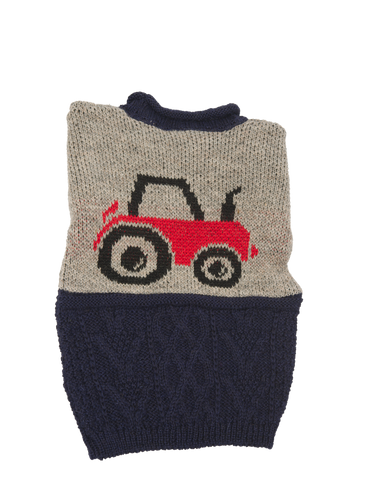 Childrens Crew Neck Jumper - Tractor (Navy)