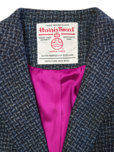 Harris Tweed Christine Coat Navy Mix Basket Weave