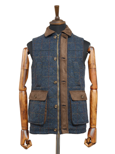 Harris Tweed Chuck Country Gilet Blue Multi