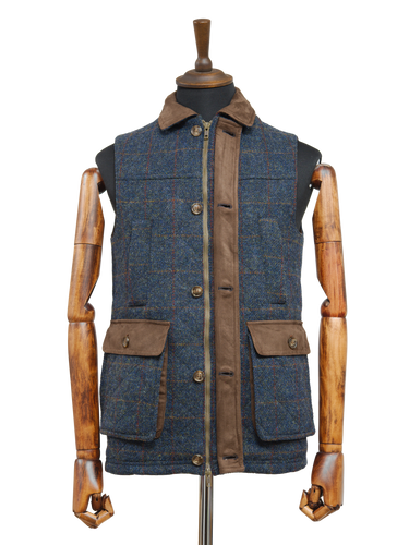 Harris Tweed Chuck Country Gilet - Blue Multi