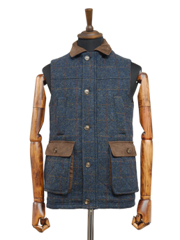 Harris Tweed Chuck Country Gilet Blue Multi
