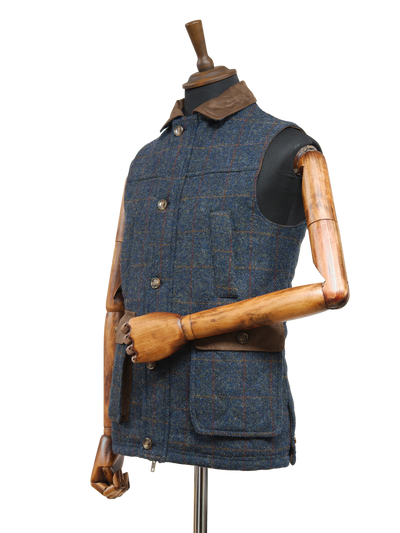 Harris Tweed Chuck Country Gilet Blue Multi