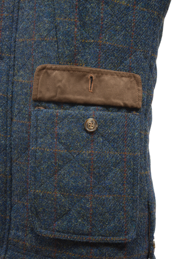 Harris Tweed Chuck Country Gilet Blue Multi