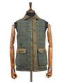 Harris Tweed Chuck Country Gilet Green Herringbone With Overcheck