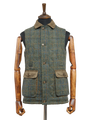 Harris Tweed Chuck Country Gilet Green Herringbone With Overcheck
