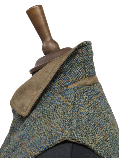 Harris Tweed Chuck Country Gilet Green Herringbone With Overcheck