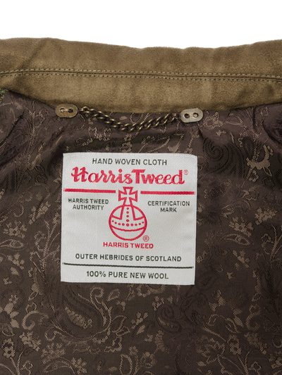 Harris Tweed Chuck Country Gilet Green Herringbone With Overcheck