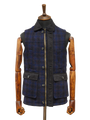 Harris Tweed Chuck Country Gilet Navy Block Check