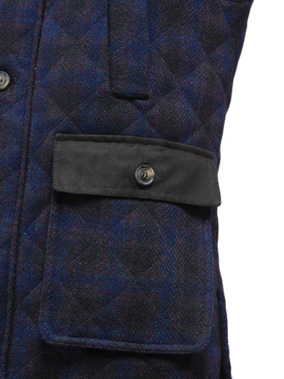 Harris Tweed Chuck Country Gilet Navy Block Check