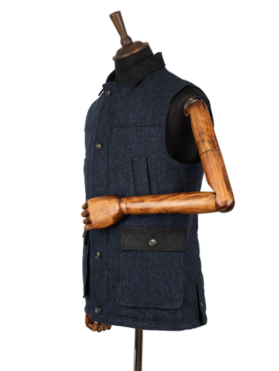 Harris Tweed Chuck Country Gilet - Navy Herringbone