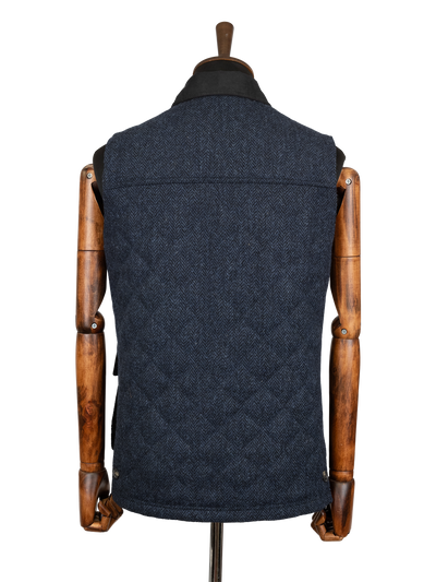 Harris Tweed Chuck Country Gilet - Navy Herringbone