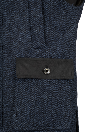 Harris Tweed Chuck Country Gilet - Navy Herringbone