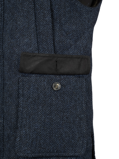 Harris Tweed Chuck Country Gilet - Navy Herringbone