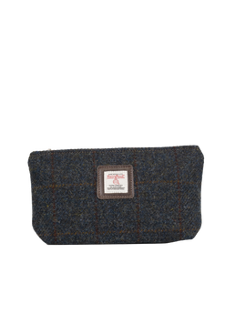 Harris Tweed Cosmetic Bag - A0239 (Brown Leather)