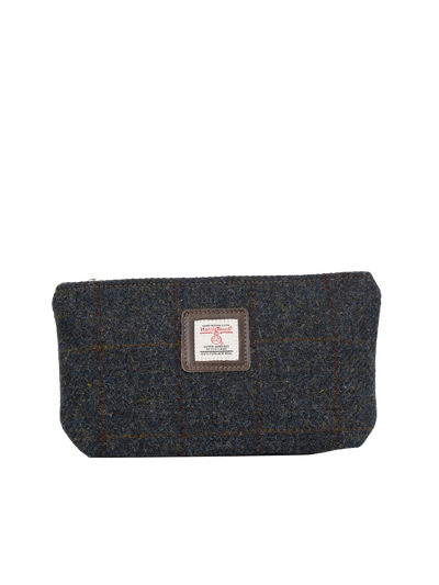 Harris Tweed Cosmetic Bag - A0239 (Brown Leather)