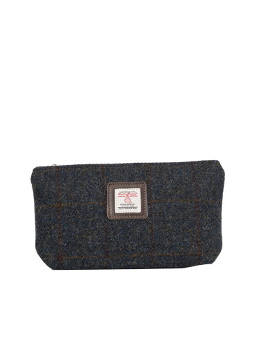 Harris Tweed Cosmetic Bag - A0239 (Brown Leather)
