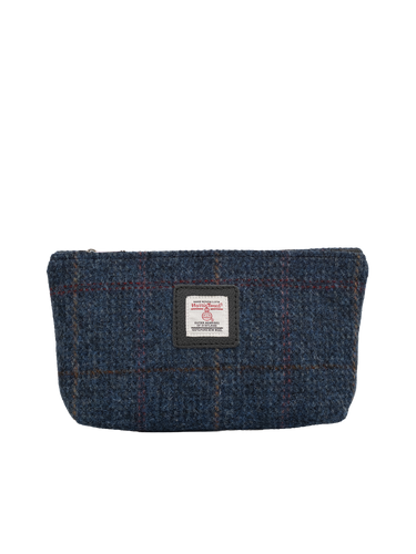 Harris Tweed Cosmetic Bag - A0260 (Black Leather)