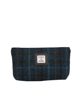 Harris Tweed Cosmetic Bag - A0262 (Black Leather)