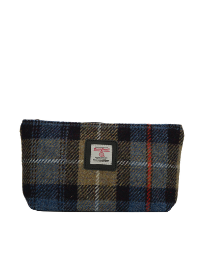 Harris Tweed Cosmetic Bag A072 (Black Leather)