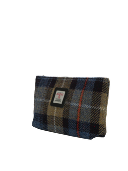 Harris Tweed Cosmetic Bag A072 (Black Leather)