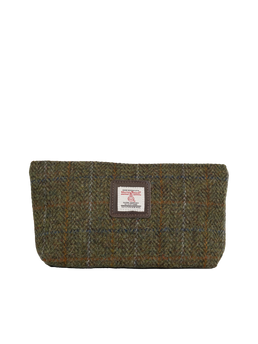 Harris Tweed Cosmetic Bag - HB103 (Brown Leather)