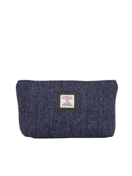 Harris Tweed Cosmetic Bag - HB105 (Black Leather)