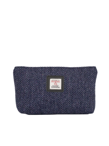 Harris Tweed Cosmetic Bag - HB105 (Black Leather)